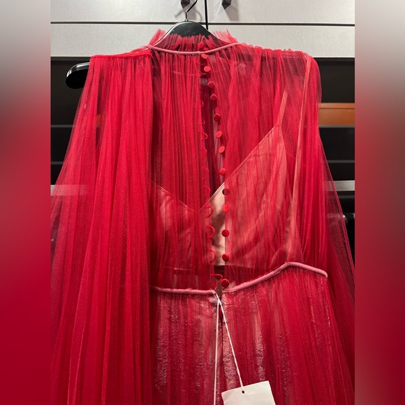 VALENTINO red draped tulle and lace gown IT40 🌹PRICE IS FIRM🌹 - Picture 5 of 16